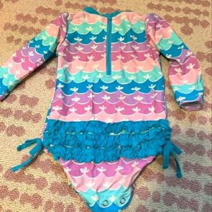 Ruffle butts mermaid pattern one piecerashguard swimsuit